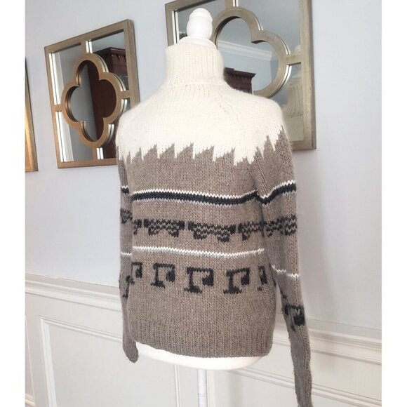 Zara Made in Italy Oversize Chunky Nordic Alpaca Llama Wool Turtleneck Sweater M - Picture 10 of 12